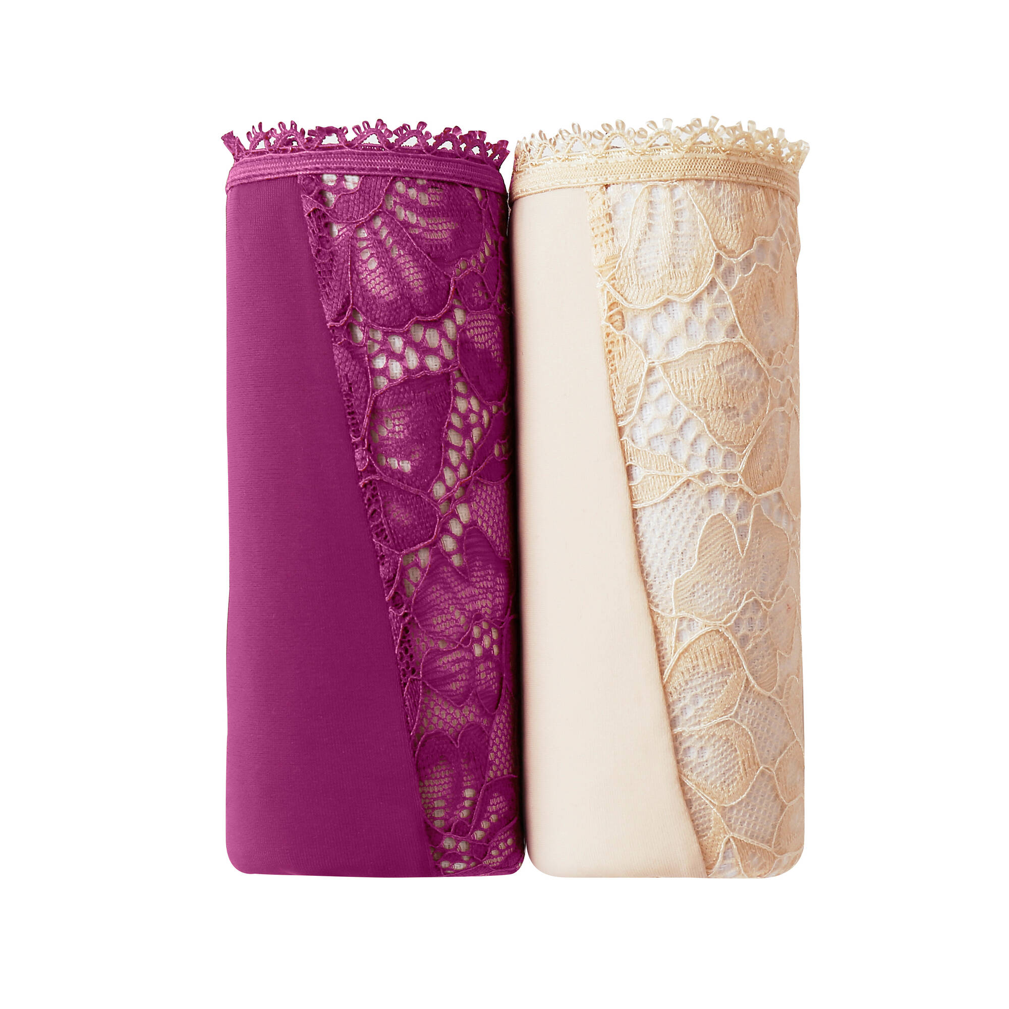 Culotte microfibre et dentelle stretch forme maxi taille haute - lot de 2