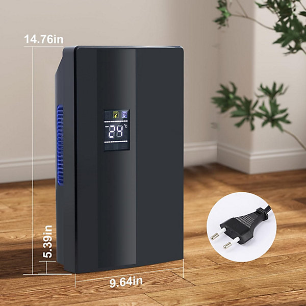 Déshumidificateur 2000 ml avec télécommande, minuterie 24 h, nettoyage UV et mode veille (noir)