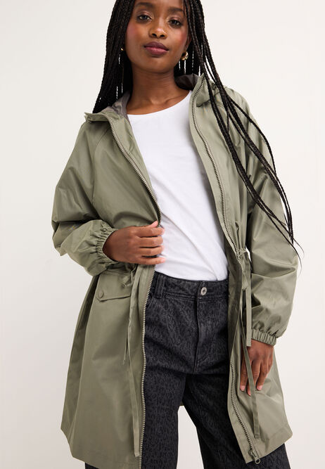 Womens Sage Plain Rain Coat