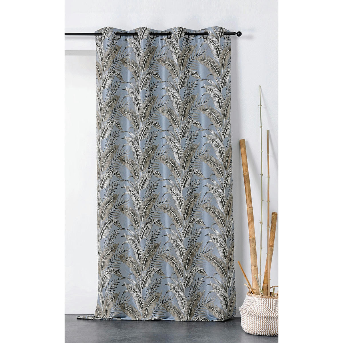 - Rideau tendance aux impressions exotiques polyester bleu 135x245 cm