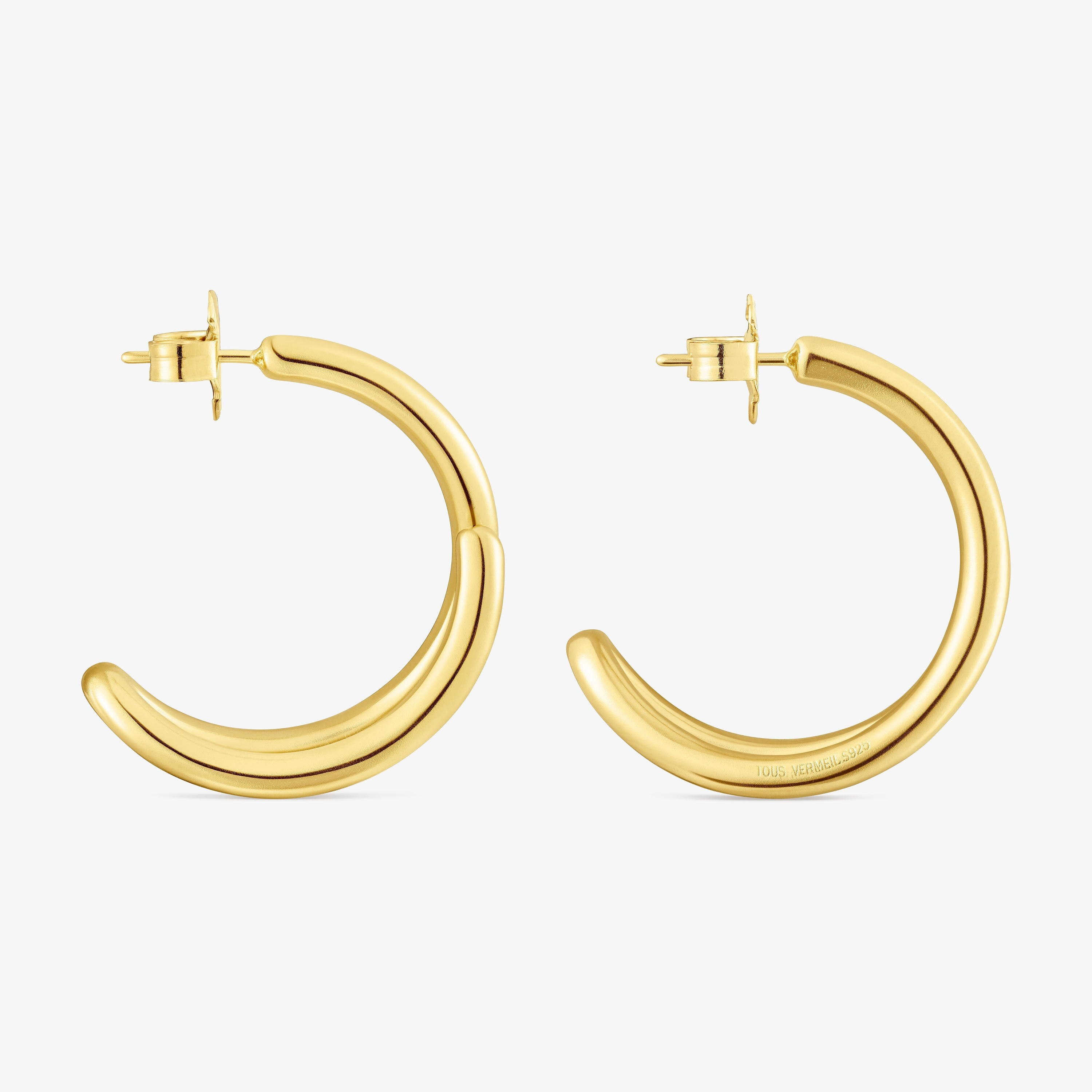 Pendientes aro con baño de oro 18 kt sobre plata Bent