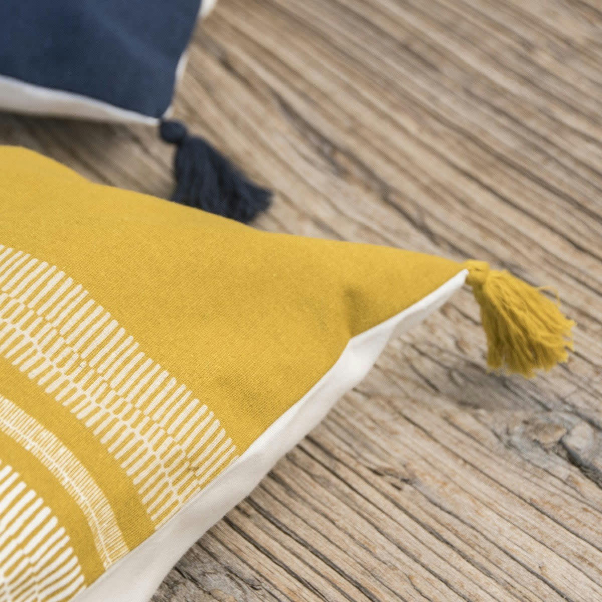 GRACA - Housse de coussin coton  50x30 jaune moutarde