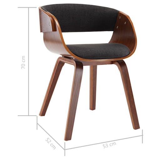 NNEVL Dining Chairs 2 pcs Grey Bent Wood and Fabric