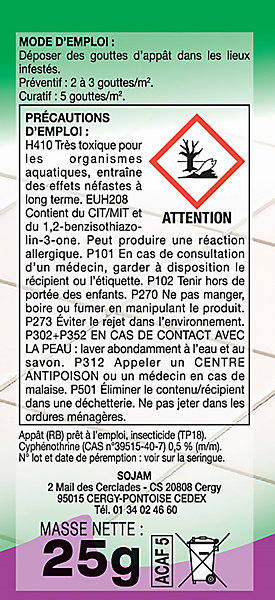 Gel appât insecticide cafards et blattes Acto 25 g