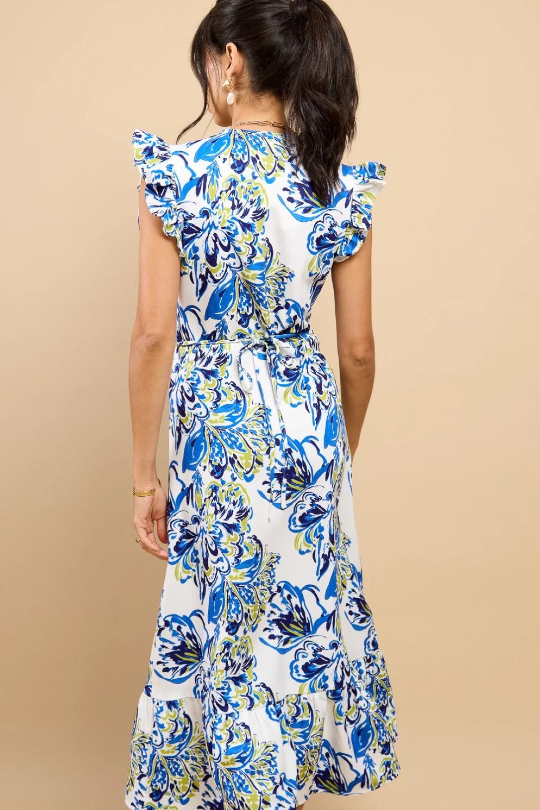 Little Mistress Blue Floral Print Button Down Midaxi Dress
