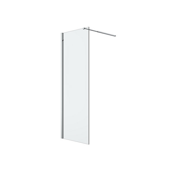 Paroi de douche à l'italienne fixe l.70 x H.195 cm, verre transparent, profilés alu chrome, GoodHome Ledava