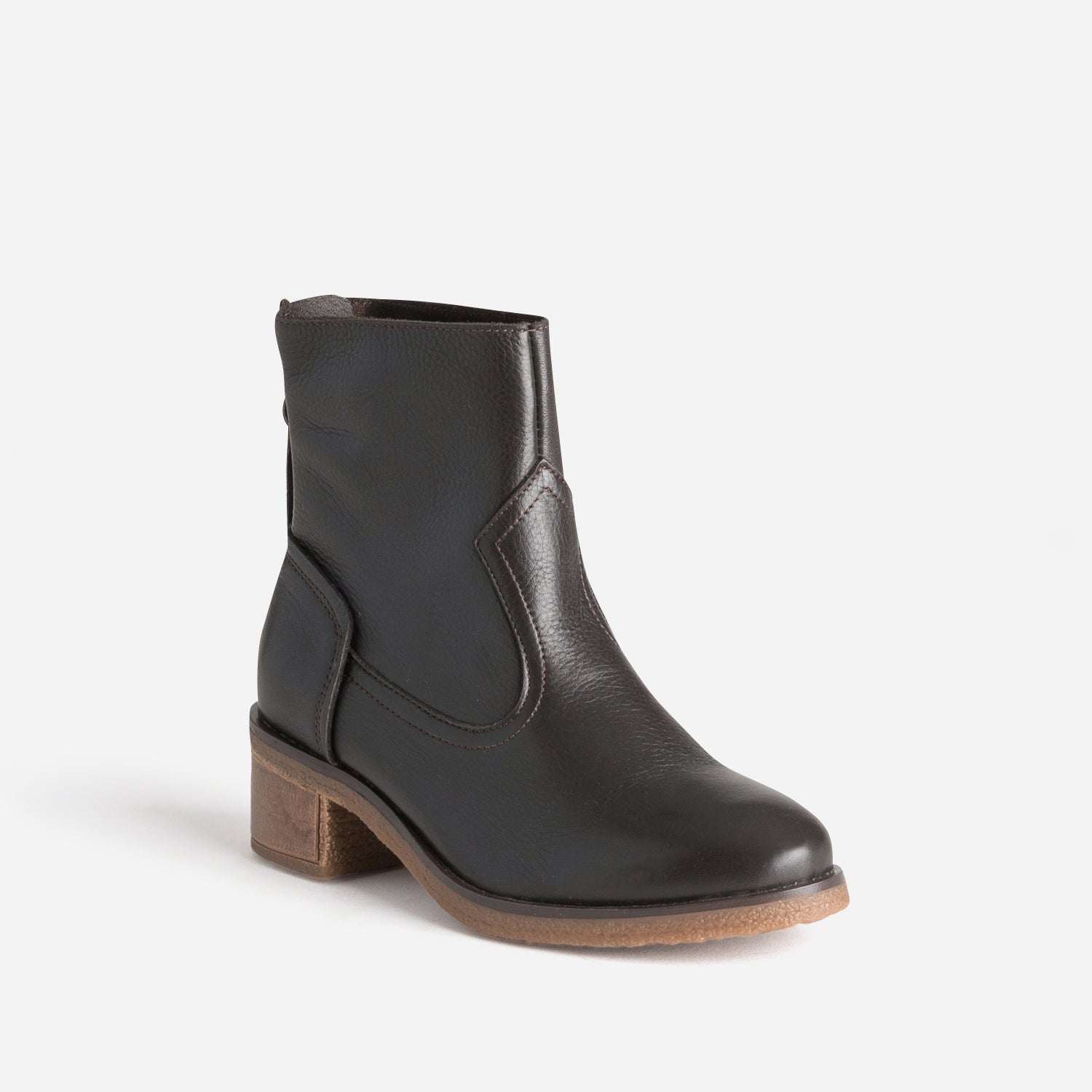 Boots marron cuir zip arrière