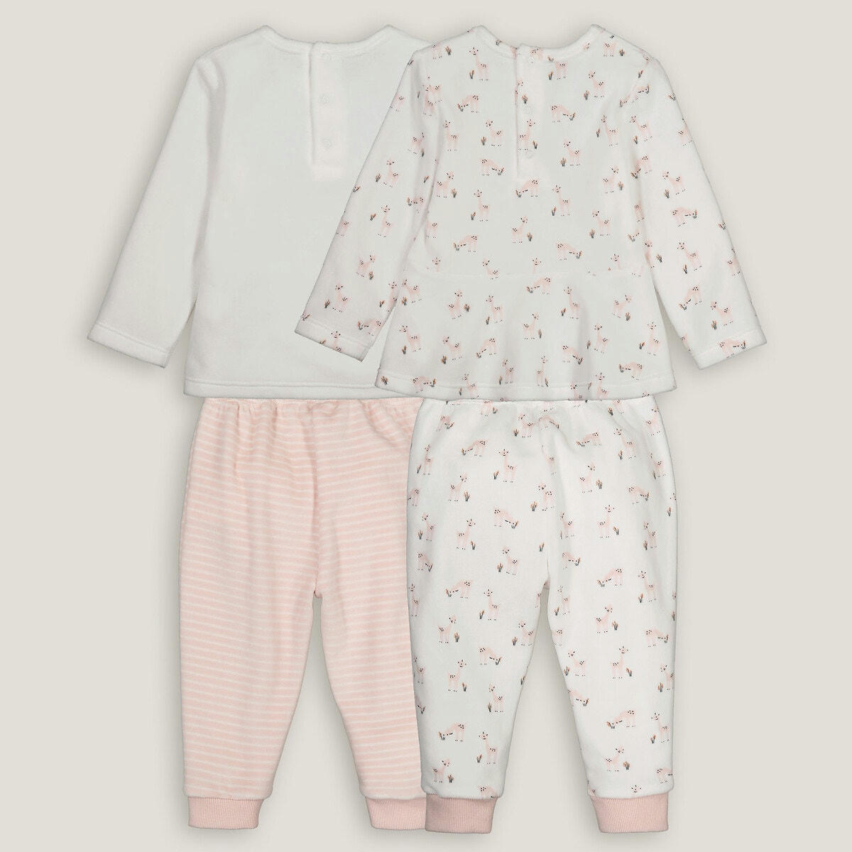 Lot de 2 pyjamas 2 pièces en velours, motif biches