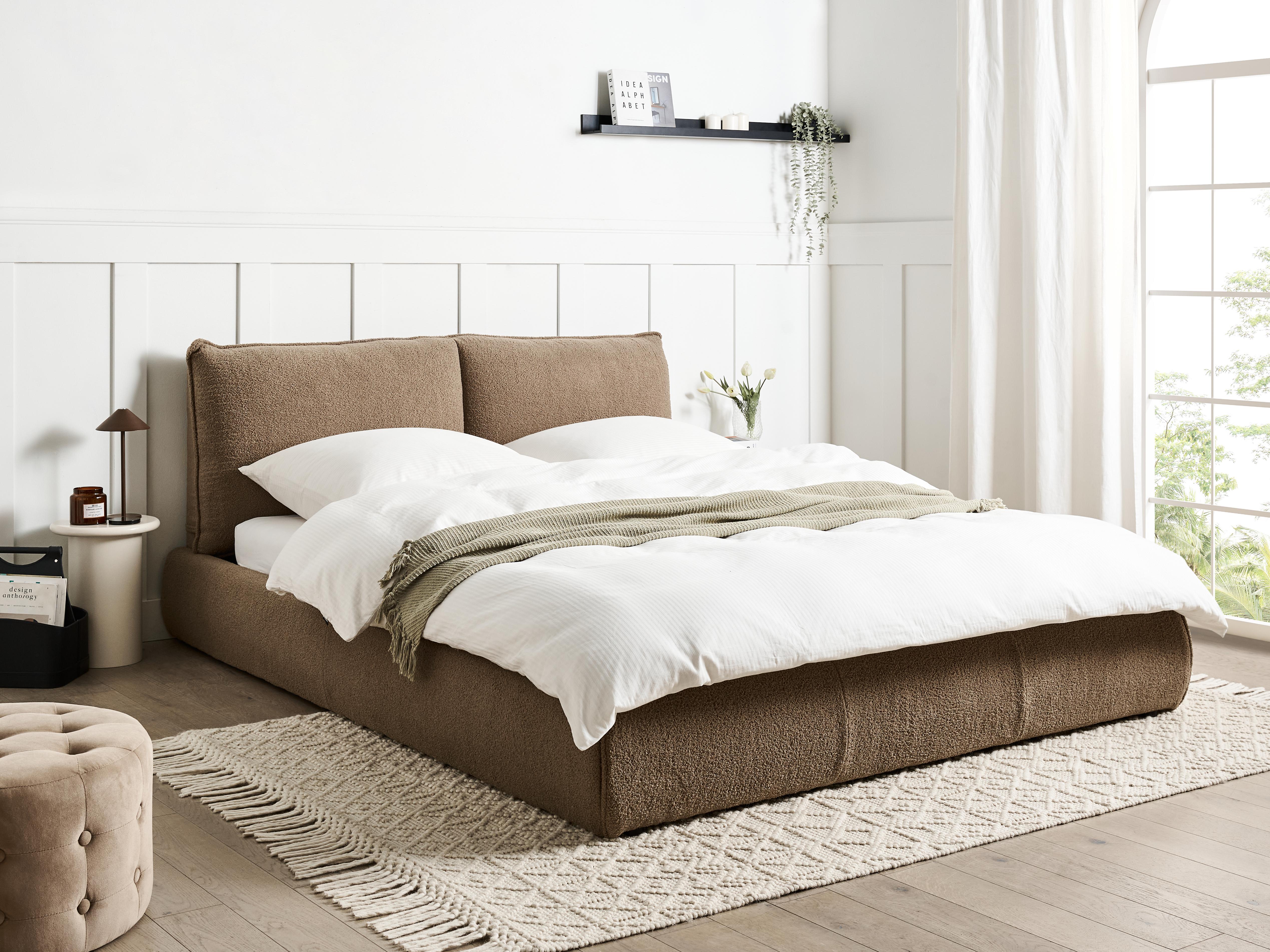 Waterbed Boucle VINAY 160 x 200 cm (EU King Size) Brown