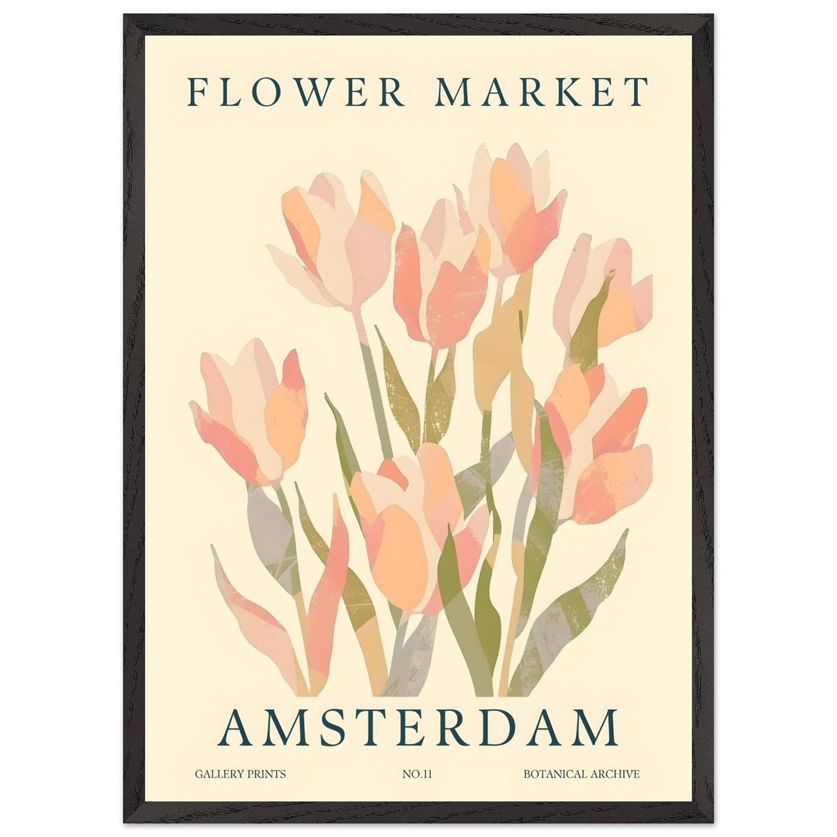Artfulprints Poster met Lijst Flower market - Amsterdam III  - 50x70 cm - Roze