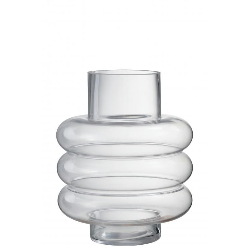 - Vase avec boudin en verre transparent 17x17x23 cm