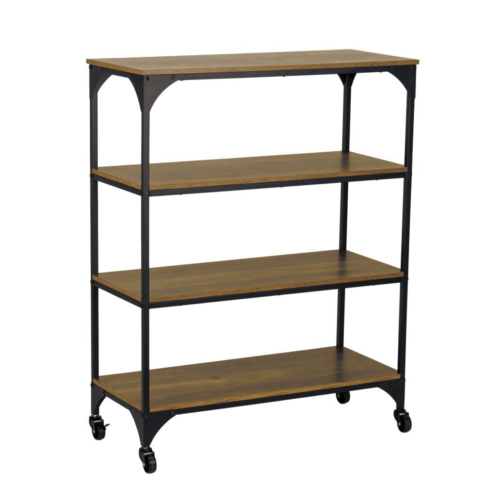 étagère sur pieds Detroit métal bois noir et marron 80x35xH102,5 cm