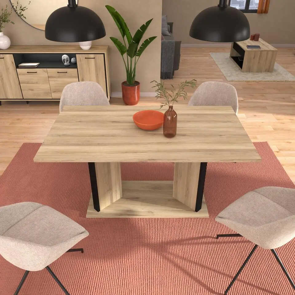 Verlengbare eettafel Oskar - 160>200x90cm - eikdecor/zwart