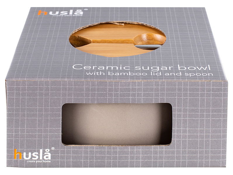 Cukiernica z łyżeczką Husla ceramiczna szara