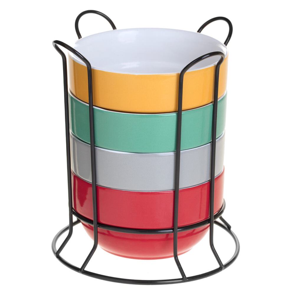 Conjunto de 4 tigelas com suporte