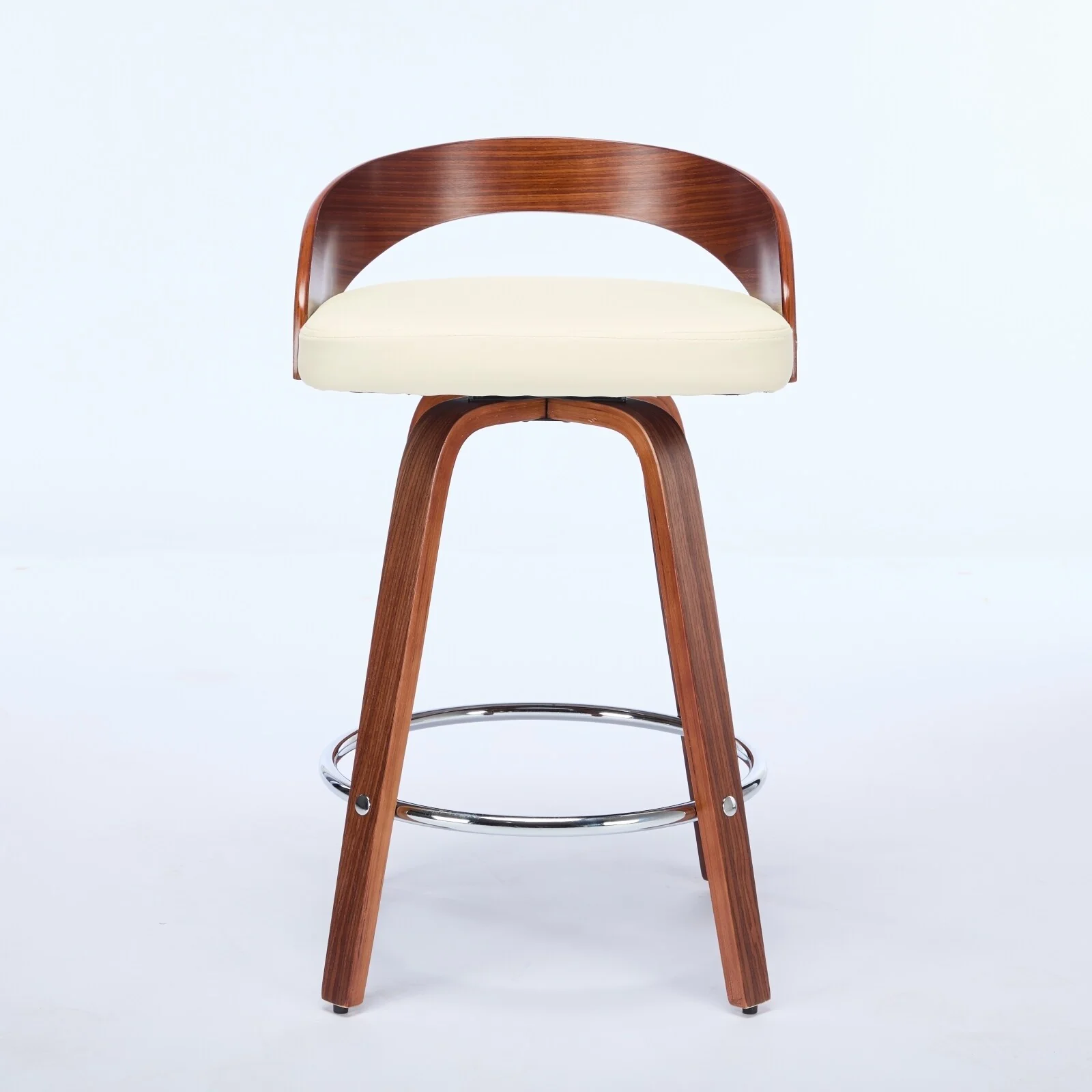 Bar Stools Set of 2,Swivel Bar Height Stools with Low Back,Wood Bar Chairs with Soft Cushion Seat,25-Inch Seat Height