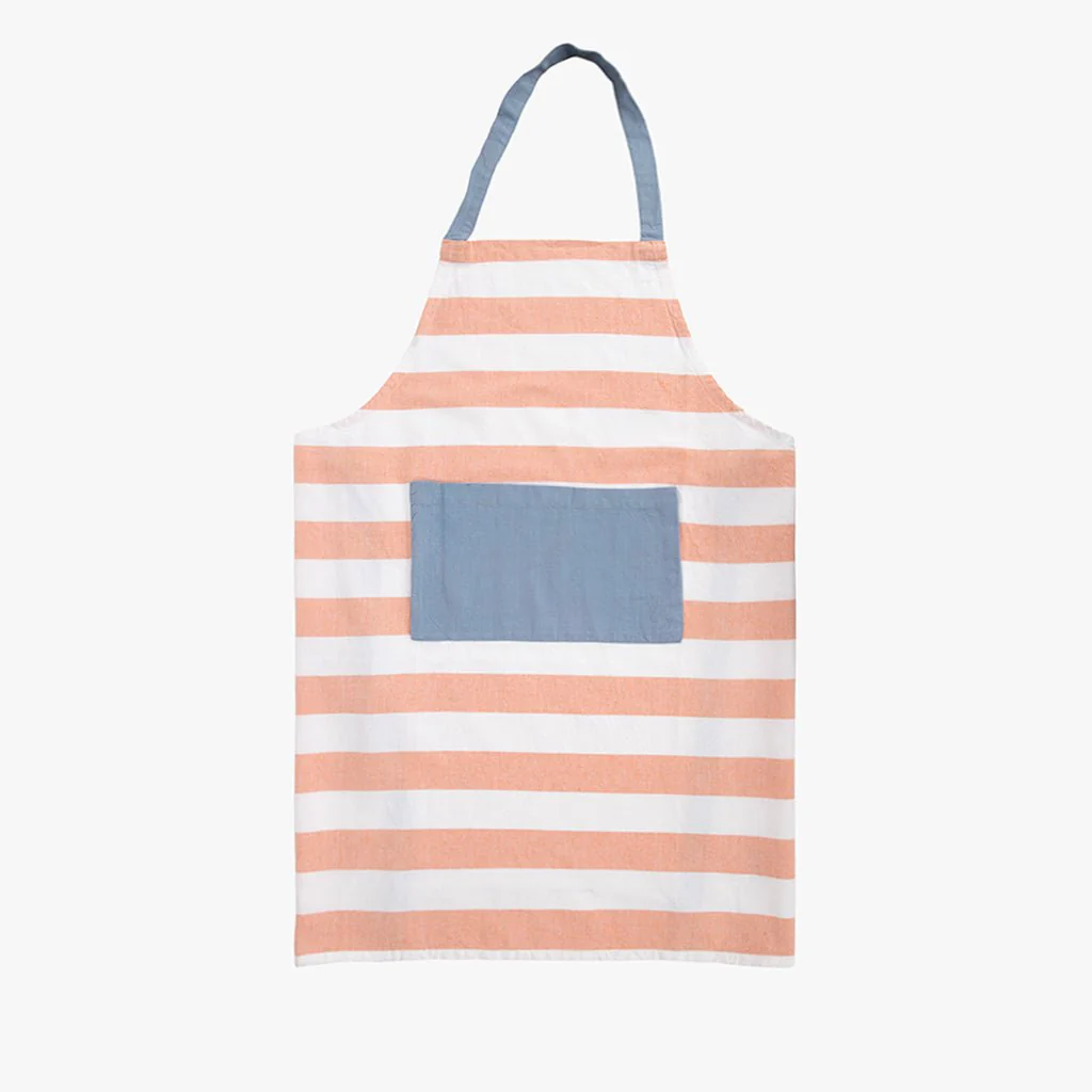 Avental de Algodão Riscas Laranja com bolso Azul TÂNGER