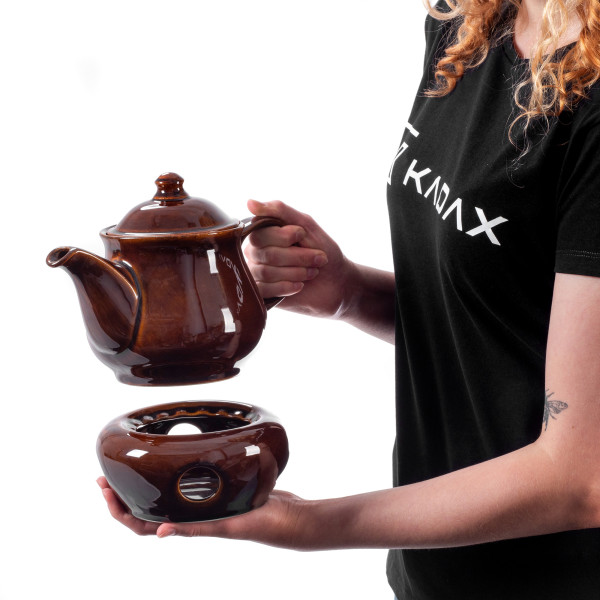 Kadax Dzbanek z Podgrzewaczem Czajnik Kamionka 1L