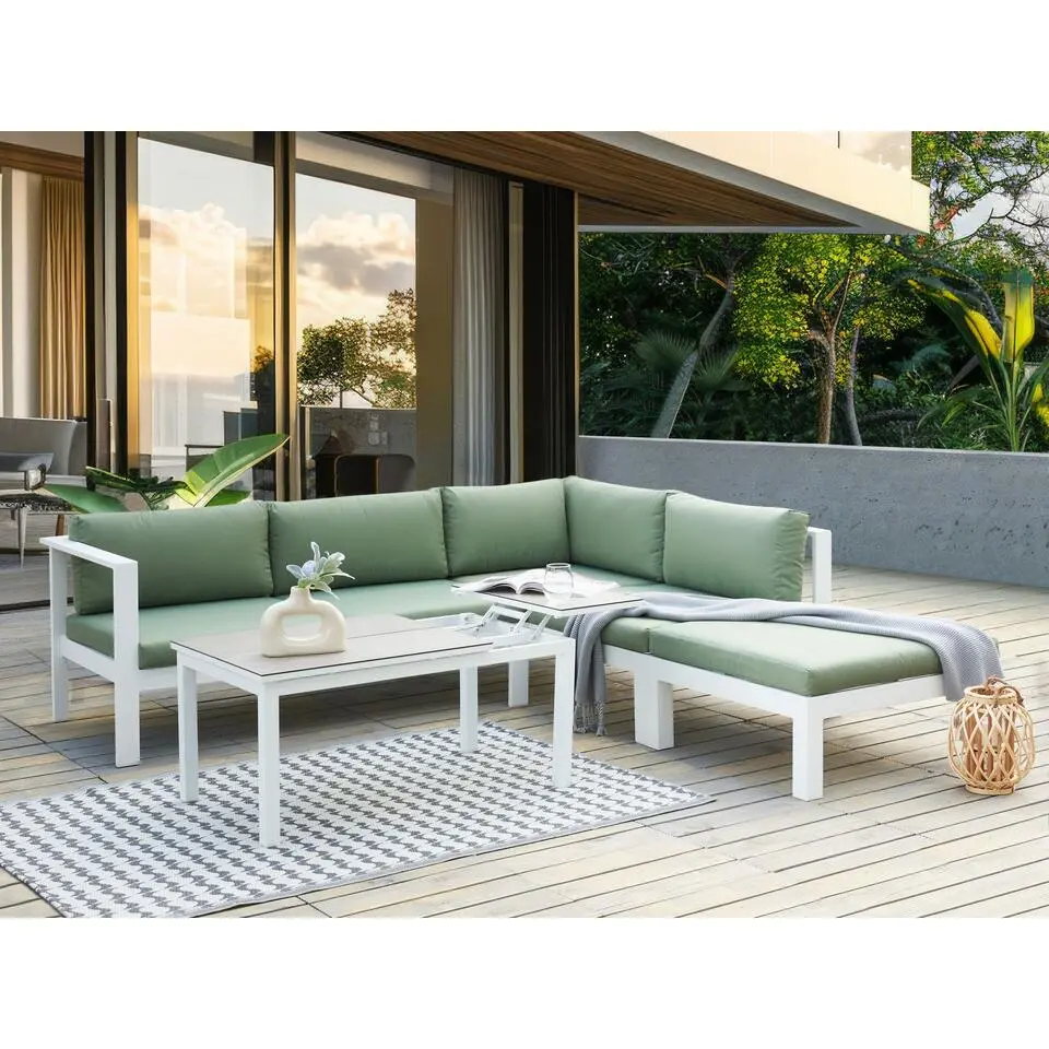 MESSINA - Loungeset voor 5 - Wit/Groen - Aluminium