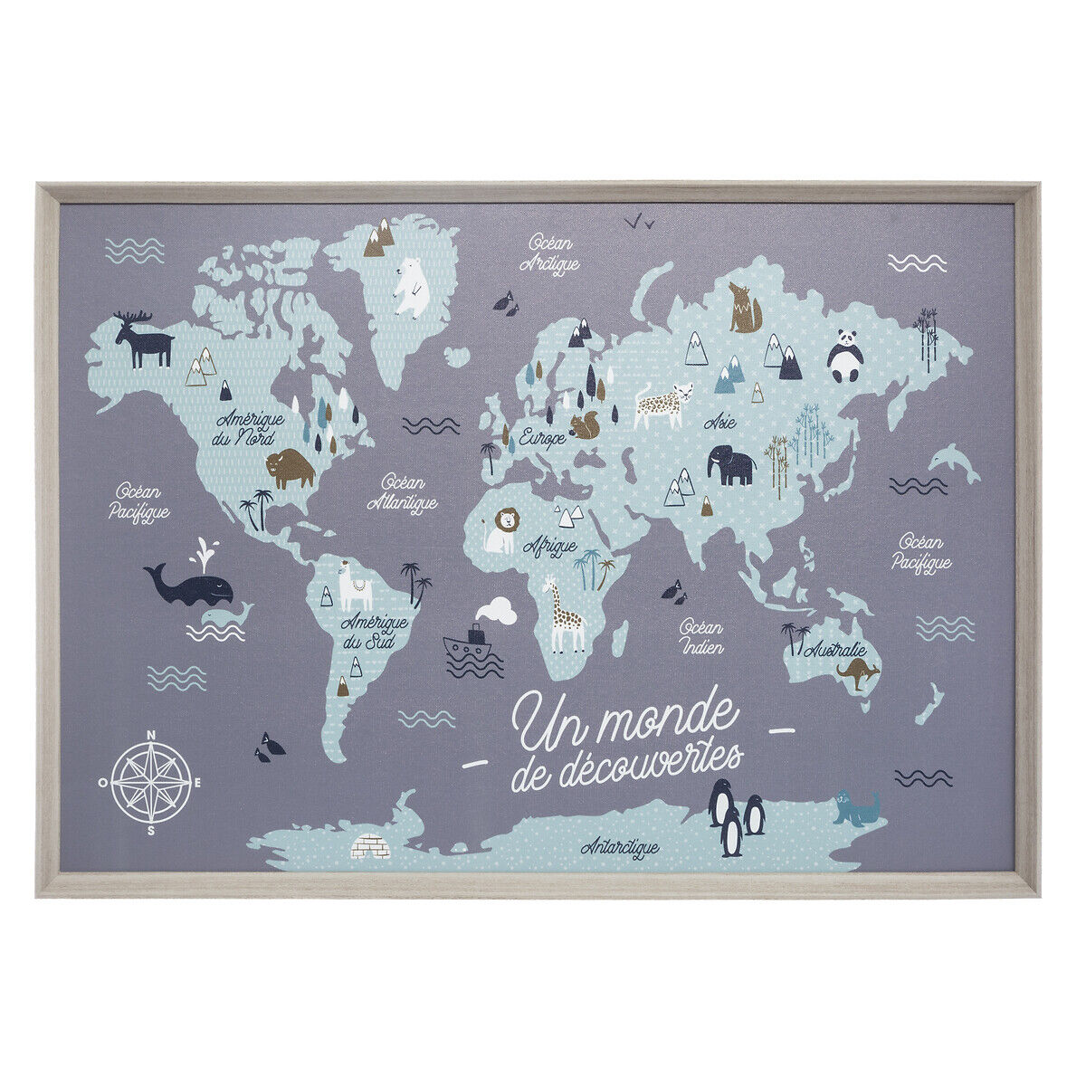 Quadro mapa mundo 50x70cm