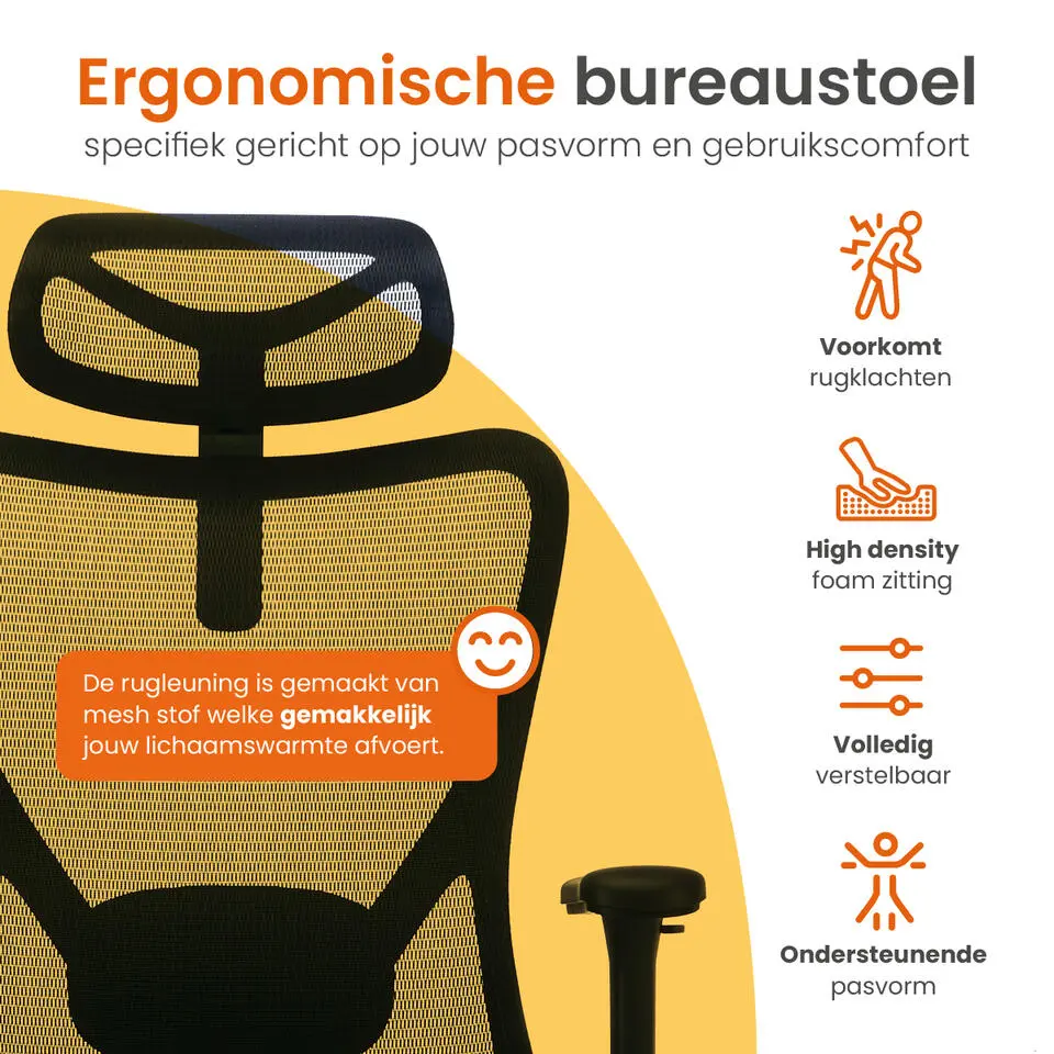 Goliving Ergonomische Bureaustoel - Kantoorstoel - Volwassenen - Zwart