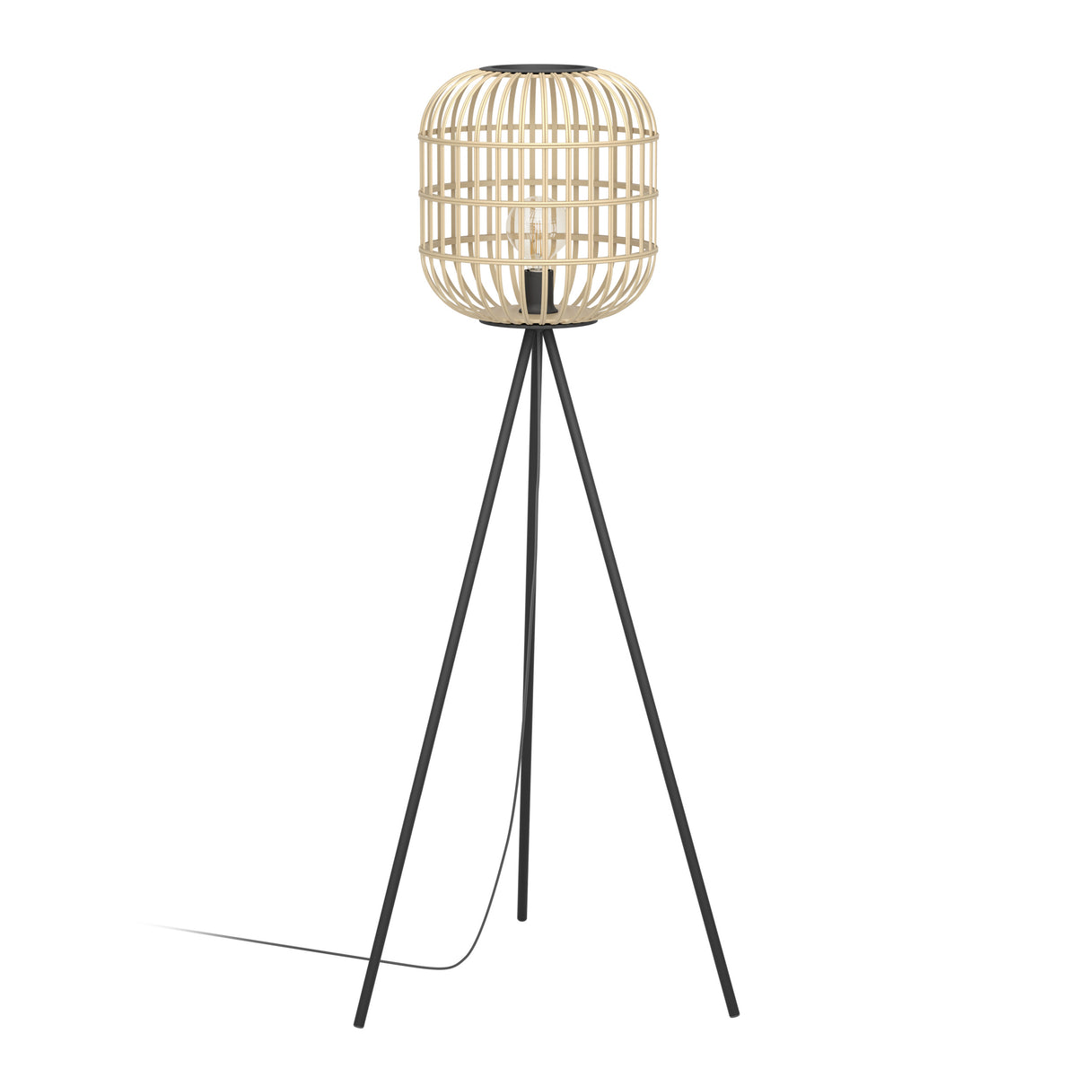EGLO vloerlamp Bordesley - e27 - 139 cm - zwart/natuur