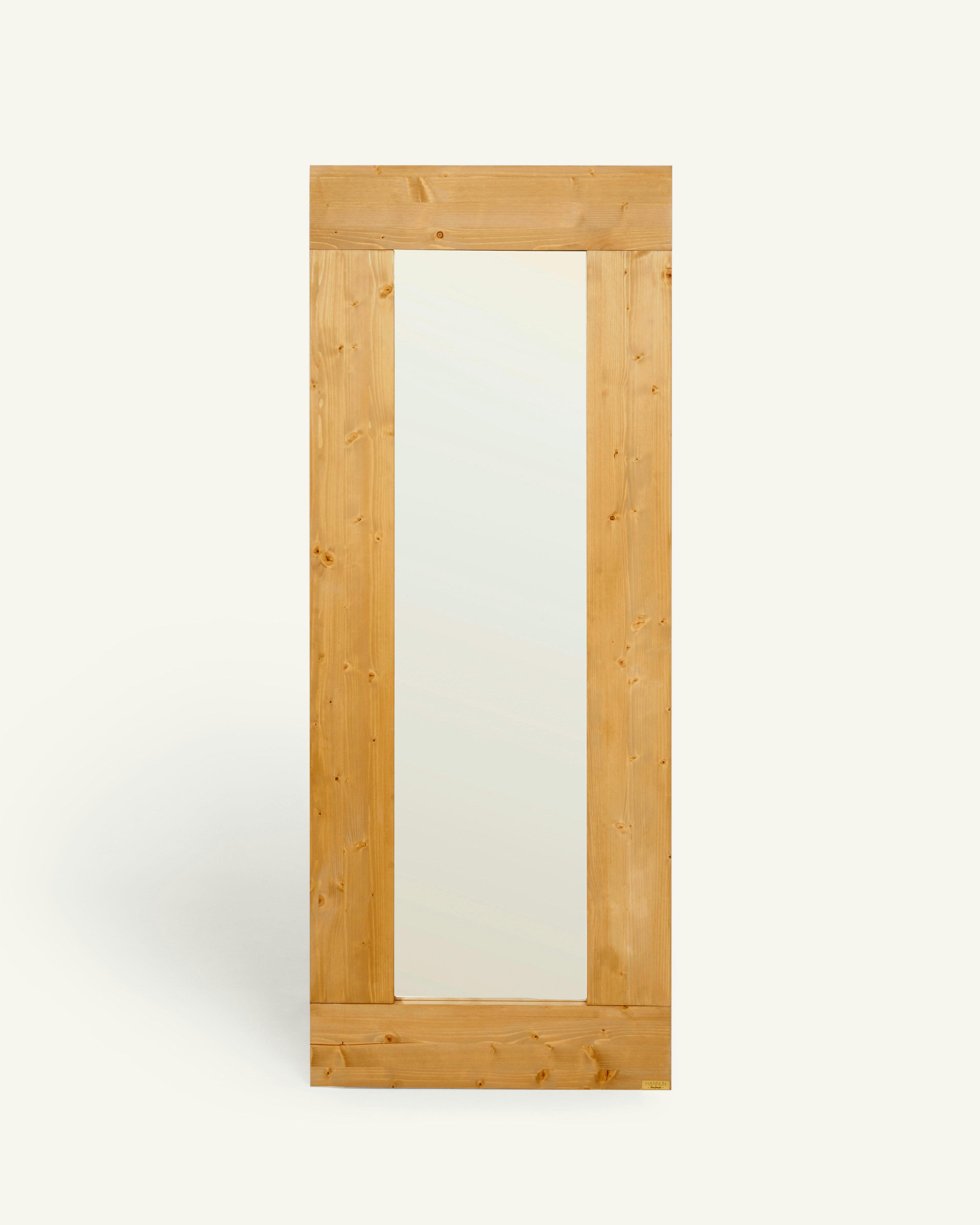 AMARIE - Miroir avec cadre en bois de couleur marron clair 165 cm