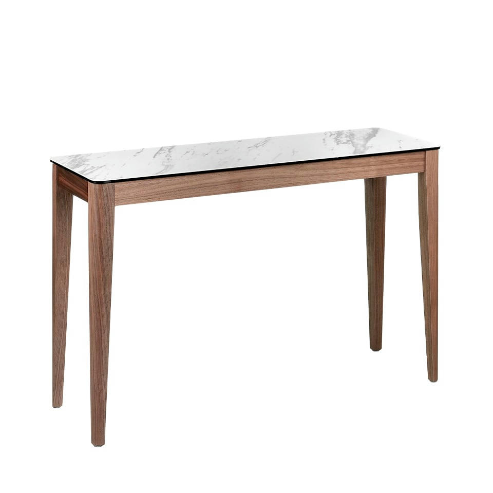 - Console en effet bois noyer et porcelaine blanc
