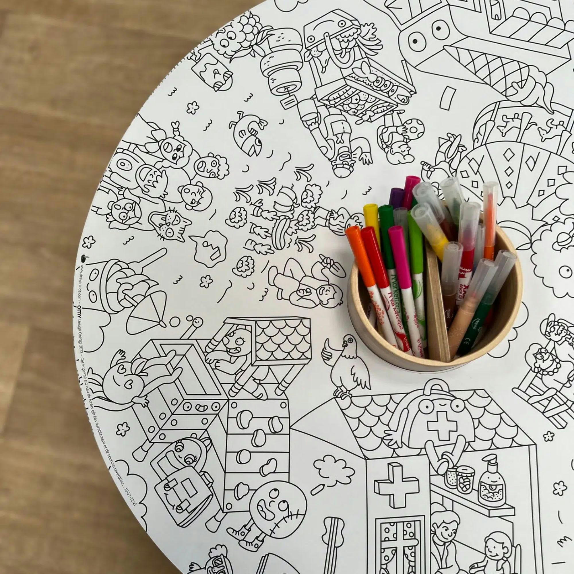 DRAWIN'KIDS X OMY - Table à dessiner multifonction XXL en bois D90 cm