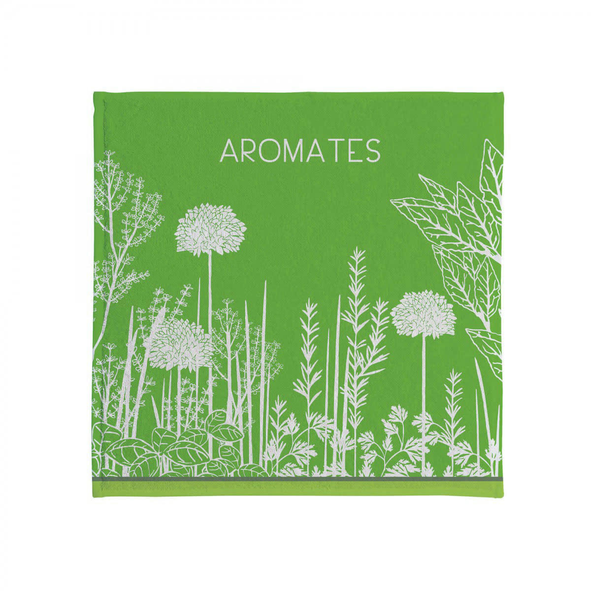 AROMATES - Carré éponge en jacquard de coton vert 50x50