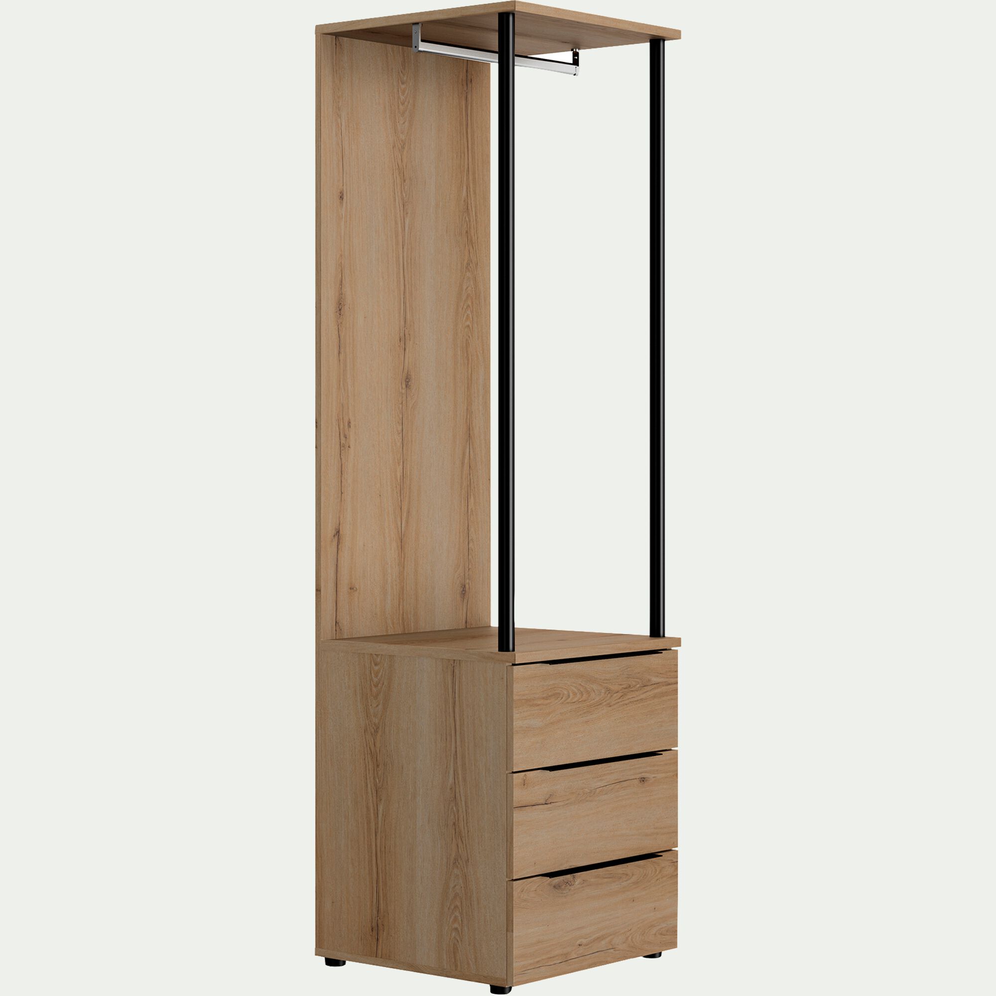 LUCIAN - Colonne de rangement 3 tiroirs en bois H210cm - bois clair