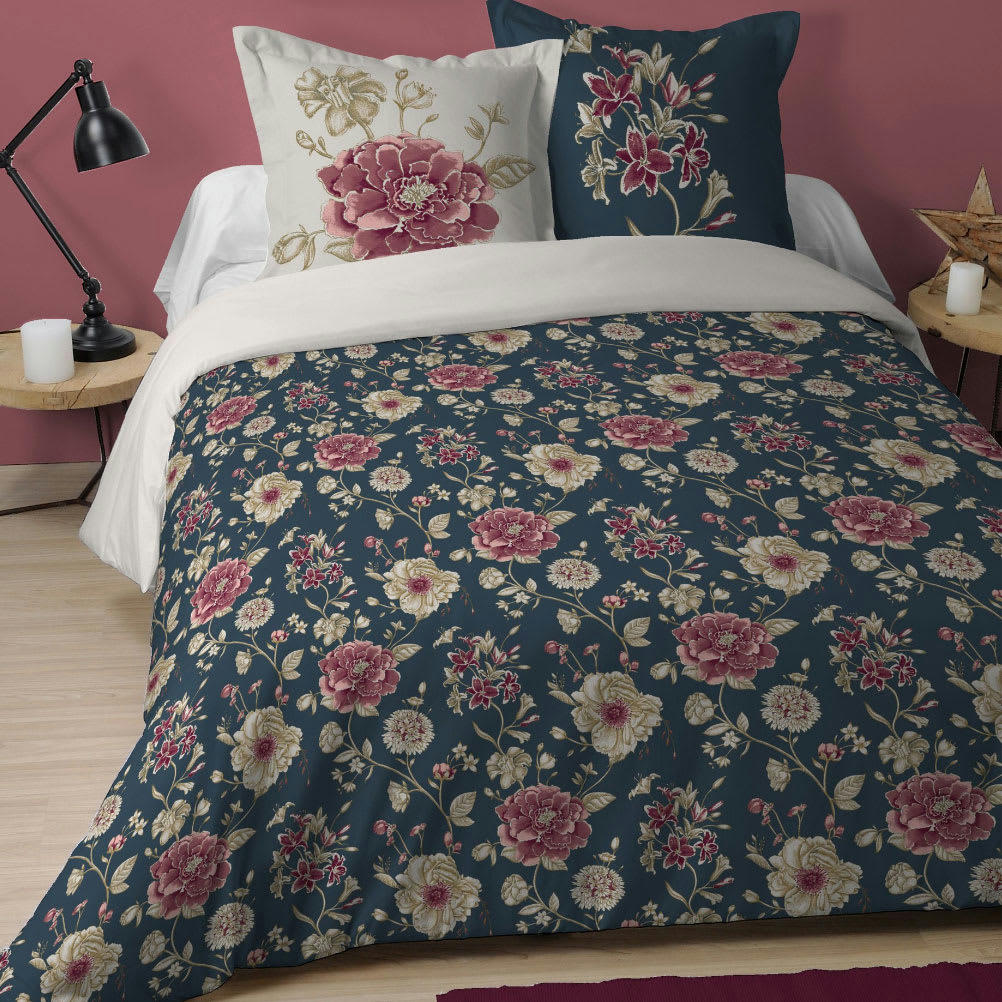 FLORE - Parure de lit en coton imprimé 220x240