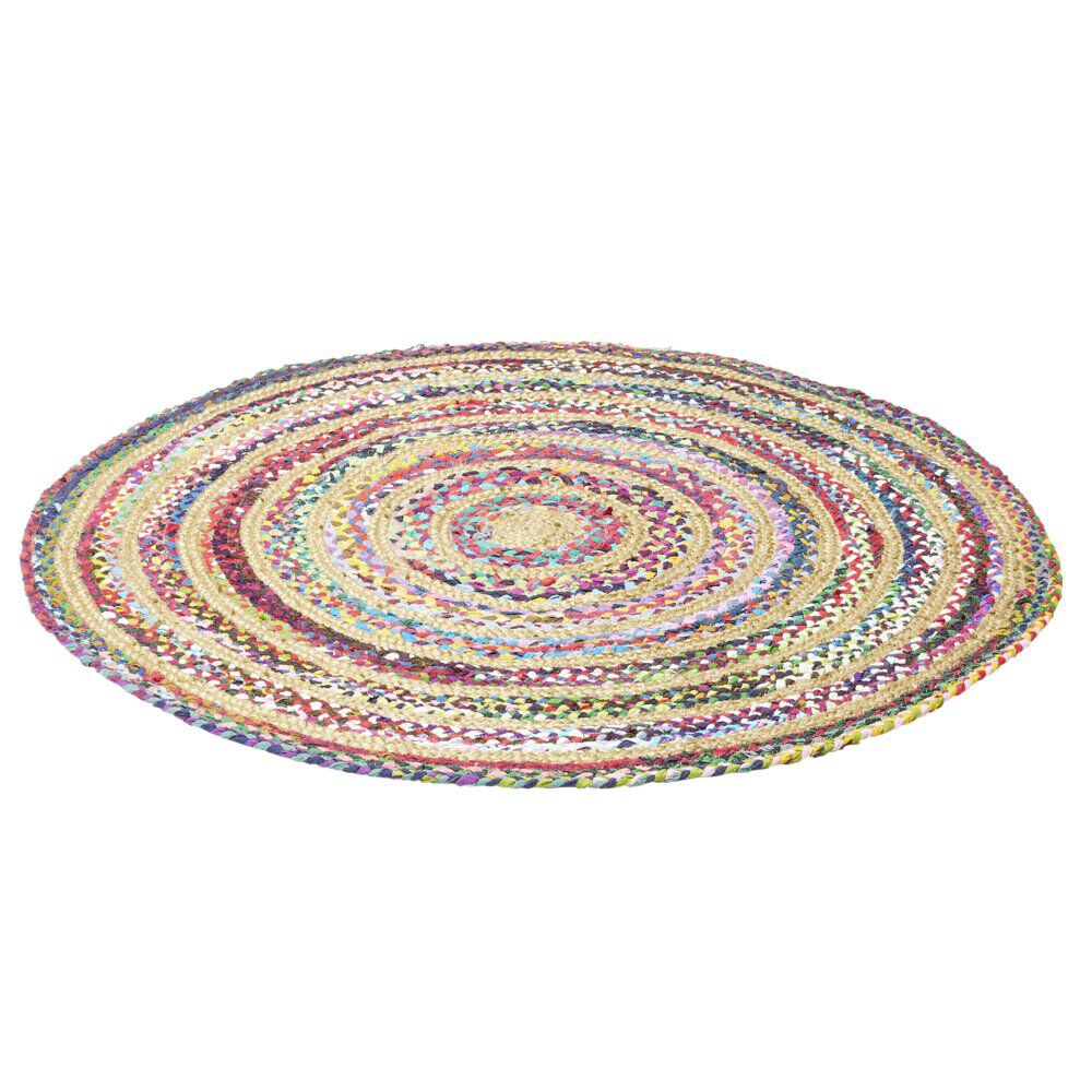 Tapis rond jute et coton Chindi multicolore Ø120cm