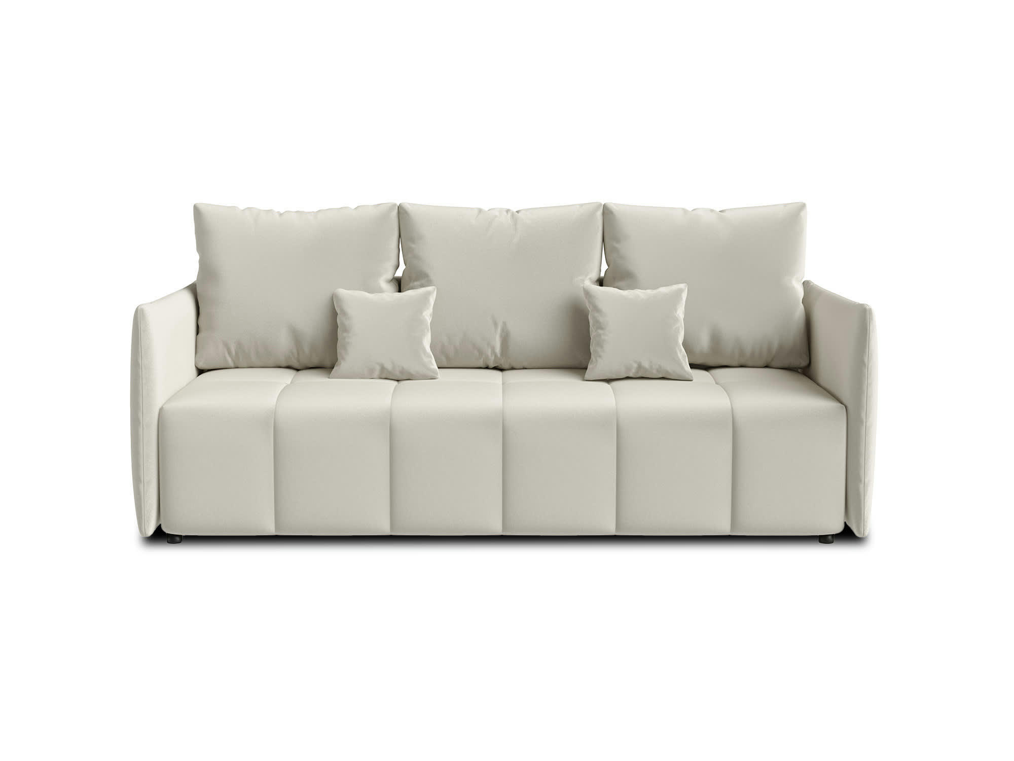 PETRA - Canapé droit convertible 3 places en velours beige