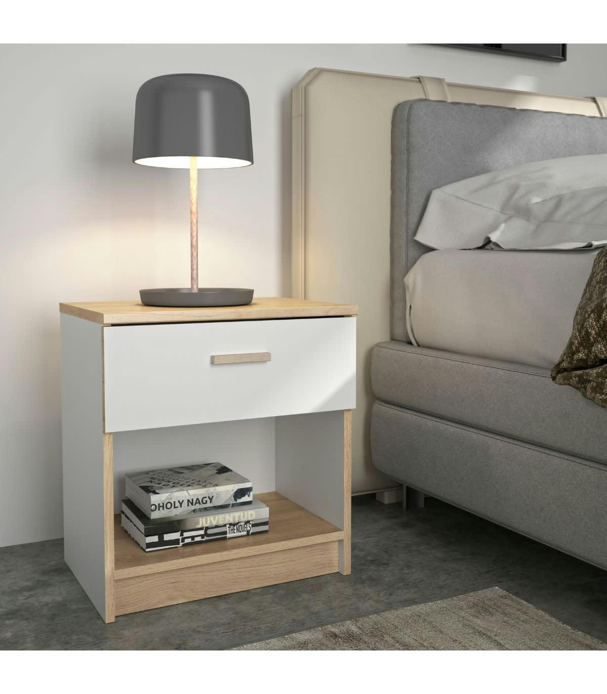 TULLE - Chevet 1 tiroir effet bois - L48 x H52 cm