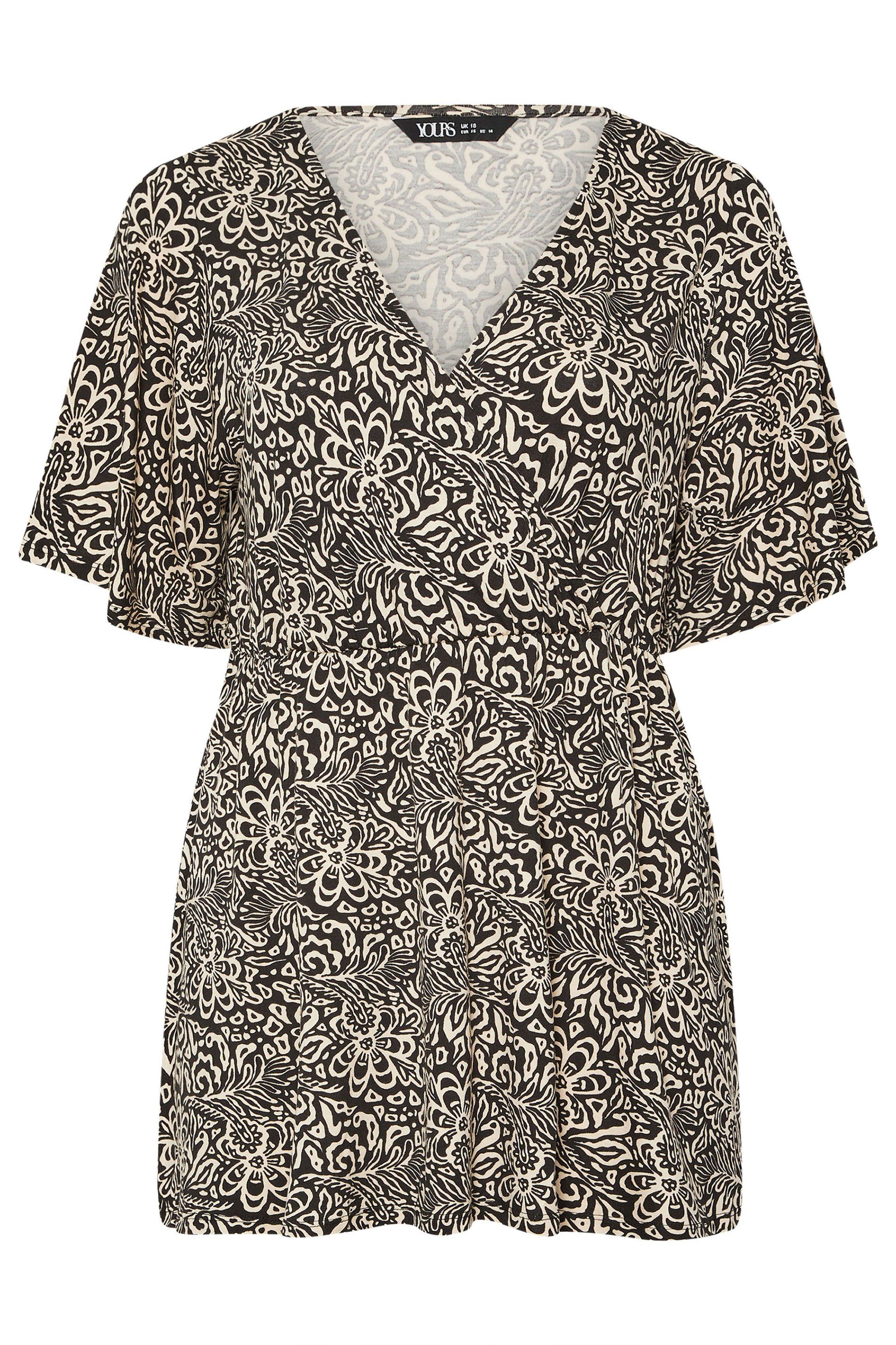 Yours Floral Leaf Print Wrap Top