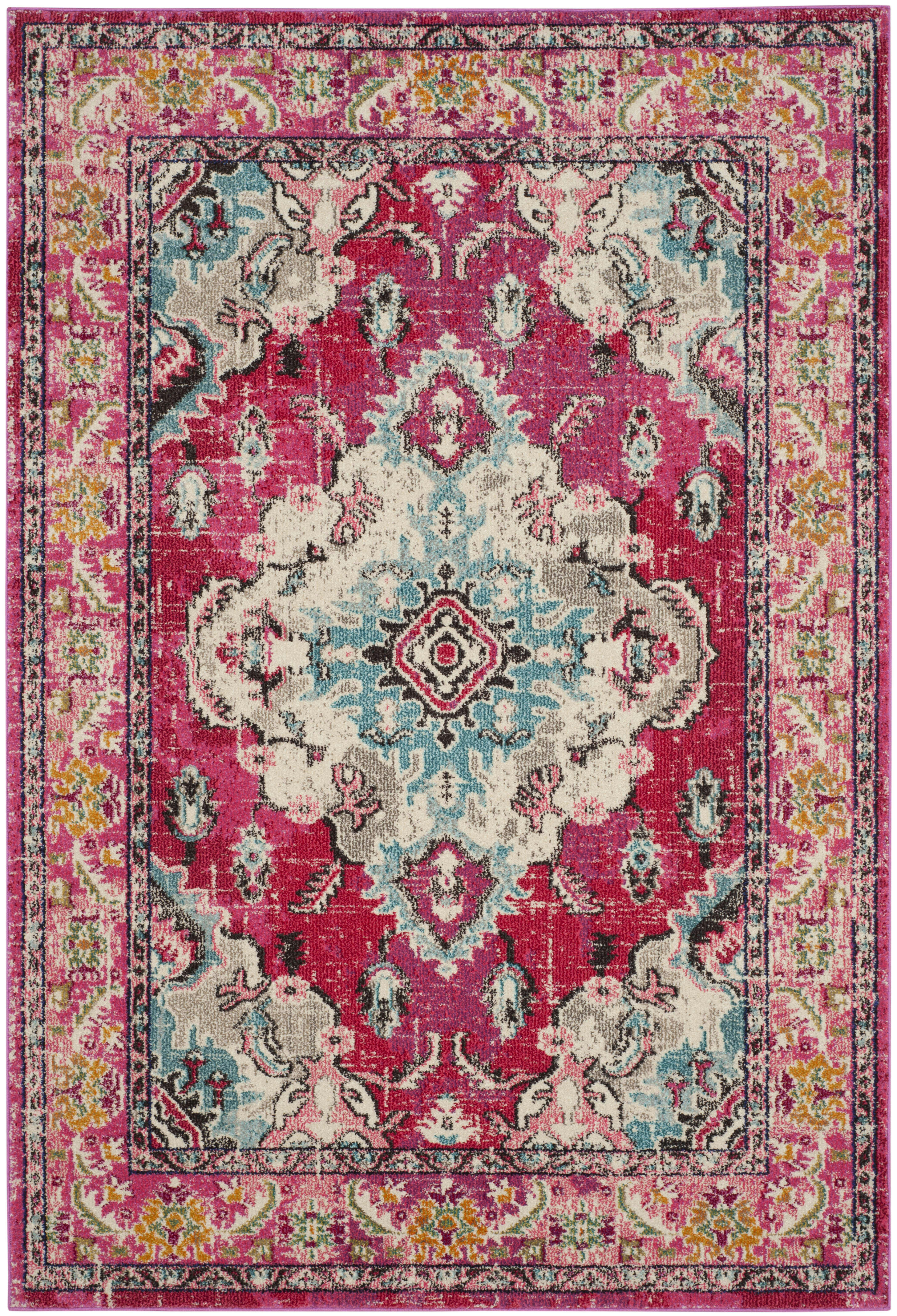 MONACO - Tapis de salon interieur en rose & multi, 201 x 279 cm