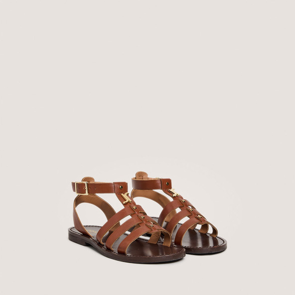 Sandales à monogrammes - Capsule Minien cuir cognac | WAN
