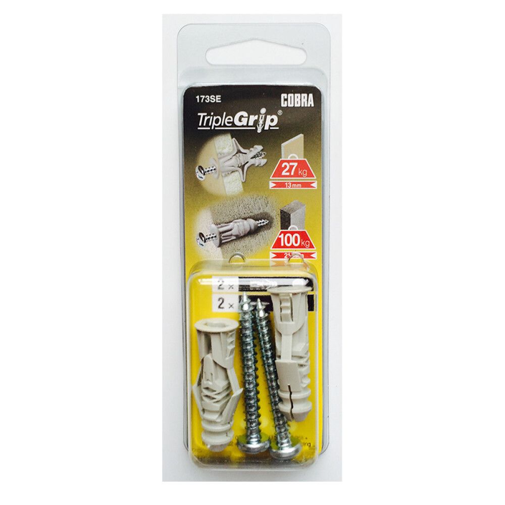 GIPSPLUGG COBRA TRIPLEGRIP 6MM   SKRUER 2STK