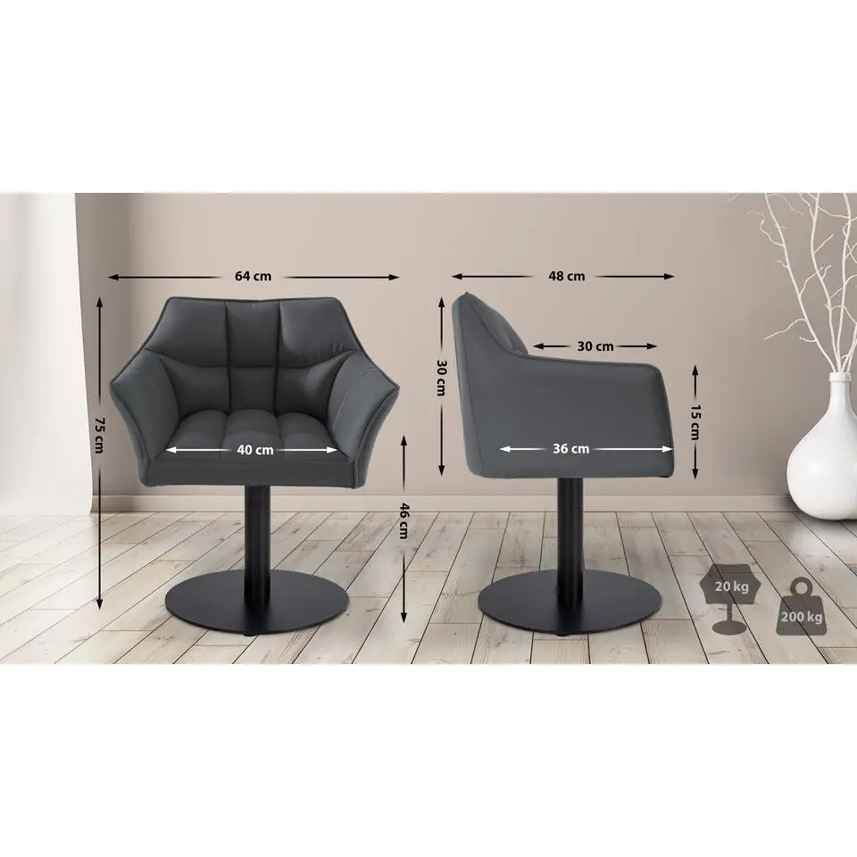 CLP Lounger Damaso zwart Frame - Kunstleer - grijs