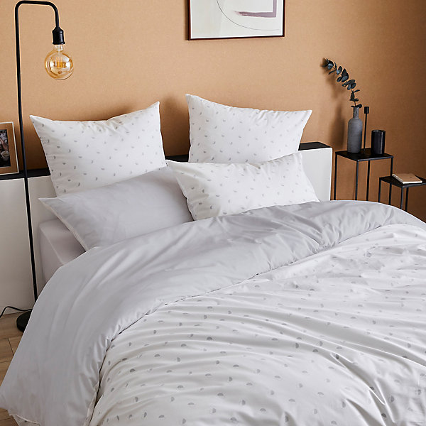 Housse de couette 140x200 cm percale coton ALEX gris Nuage