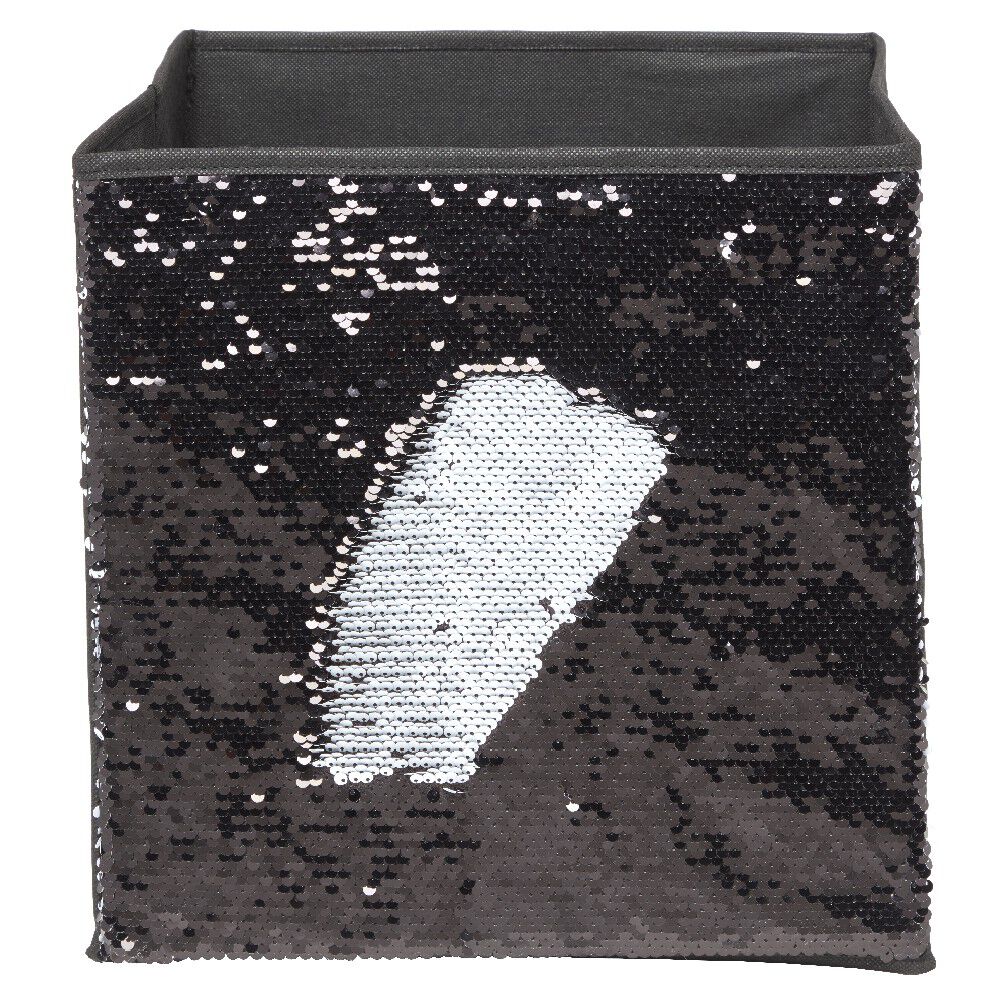 Panière Box Cube sequin noir 31x29x31cm