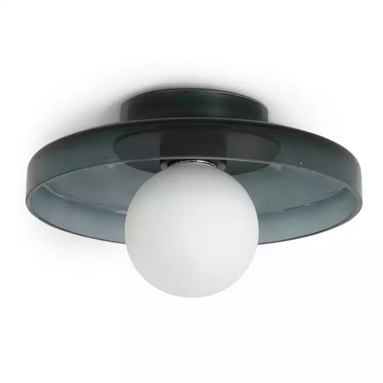 Habitat Jonna Bathroom Flush Ceiling Light -Dark Blue &Glass
