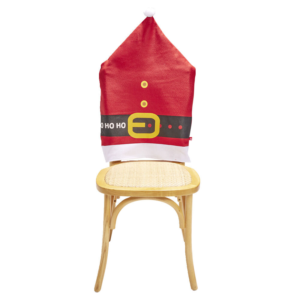 Housse de chaise No&euml;l à pompon rouge et blanche 48x70cm (4 modèles)