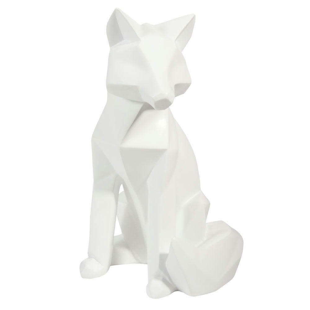 Fox Origami - Statuette renard blanc H26