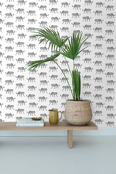 ESTAhome papier peint léopards noir et blanc 53 cm x 10.05 m