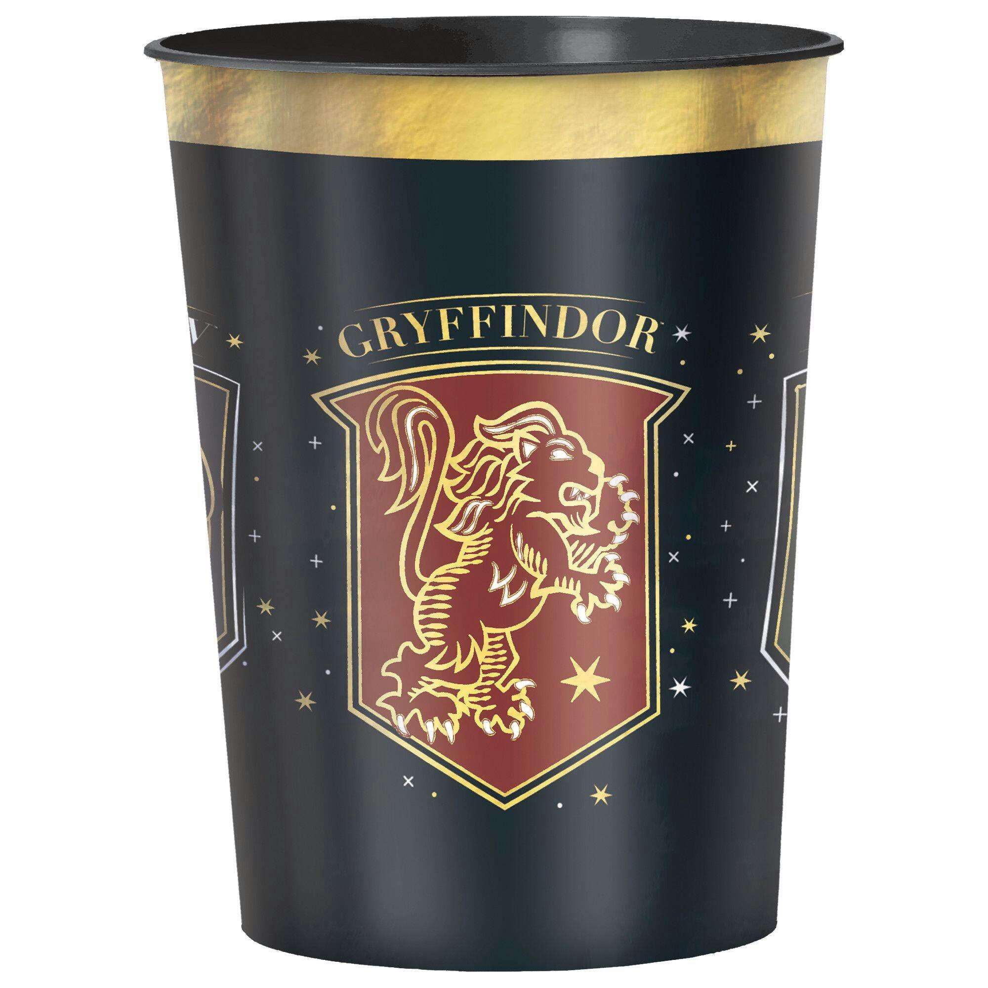 Harry Potter Gryffindor/Hufflepuff/Ravenclaw/Slytherin Plastic Reusable Favour Cup, Black, 16-oz, for Birthday Party