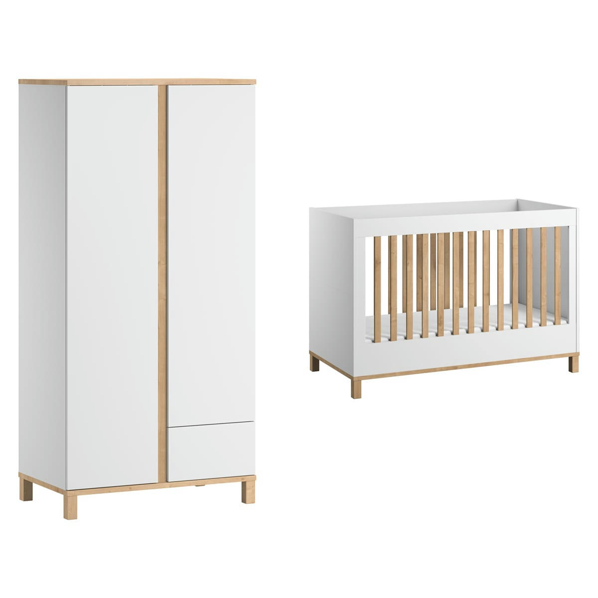 DUO - ALTITUDE - Lit bébé 60x120 armoire 2 portes blanc