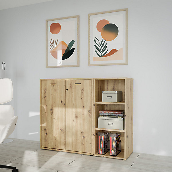 Etagère H. 115 cm 3 niveaux décor chêne rustique - MANOLO