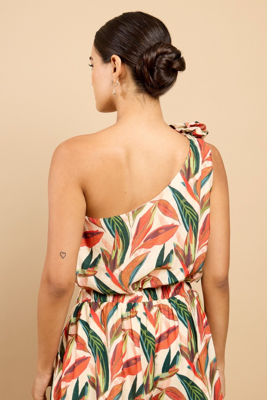 Little Mistress Leaf Print One-Shoulder Cropped Top by Vicky Pattison